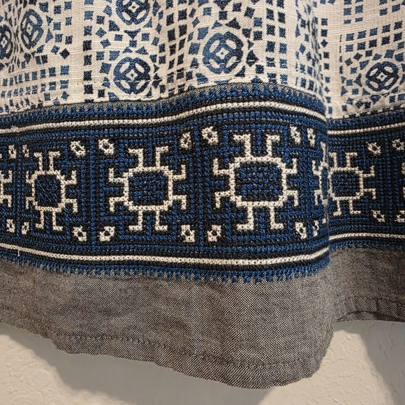 NWT Dylan Mosaic Blouse Embroidered Border Indigo Peasant Size Small - Picture 5 of 14